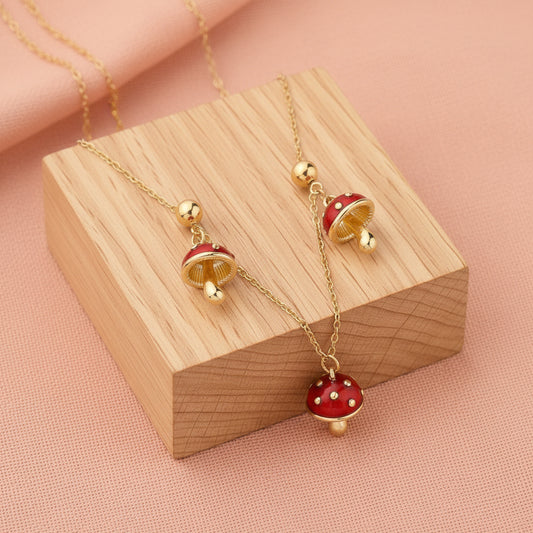 Set Cadena y Aretes Hongos