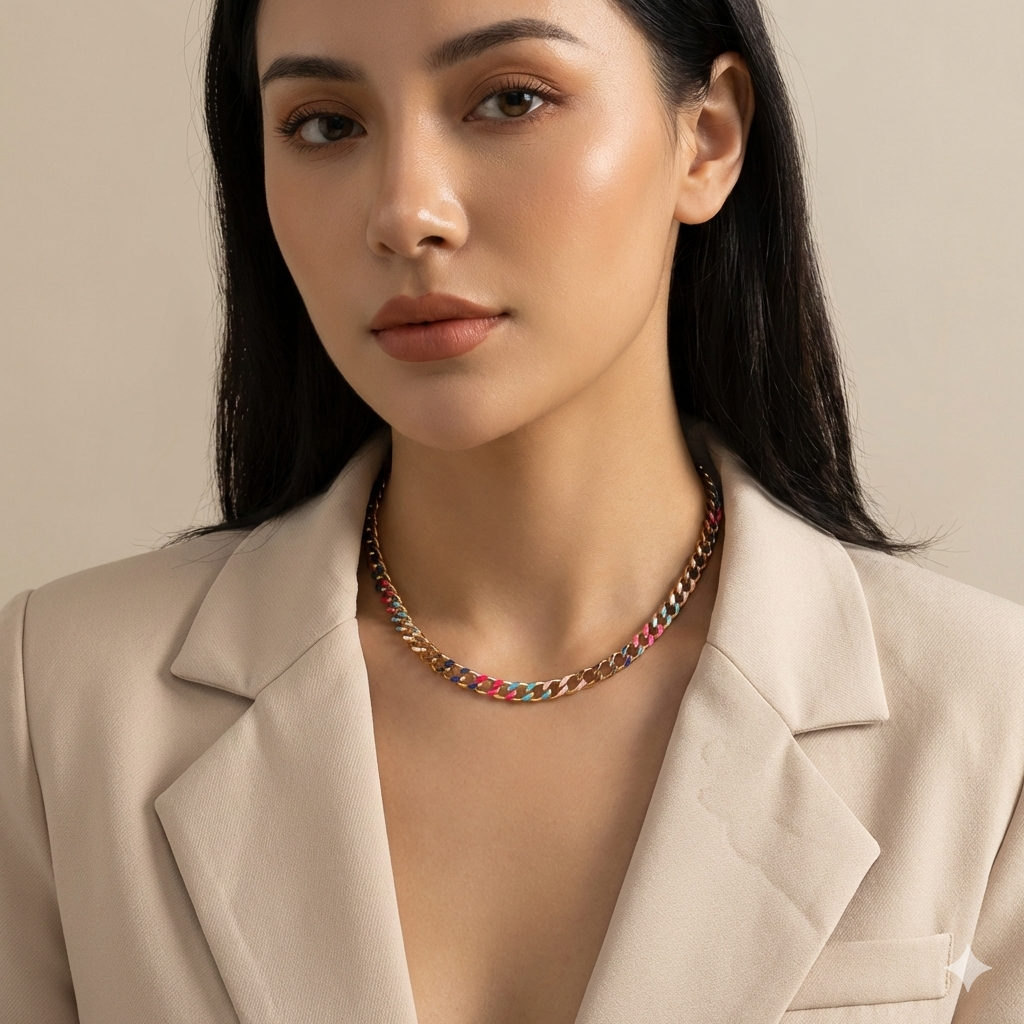 Collar de Acero Inoxidable con Baño en Oro 18K Multicolor