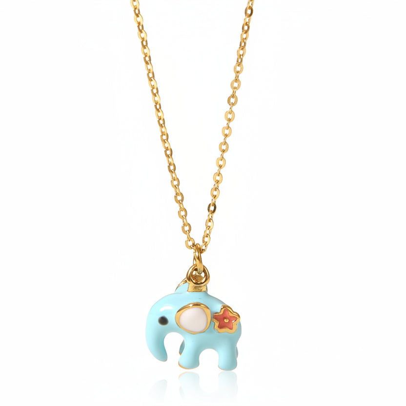 Collar Dorado dije Mini Elefante en Resina Esmaltada
