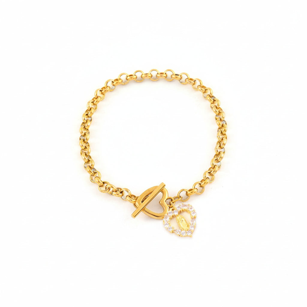 Pulsera Virgen Corazón Circones Brillantes