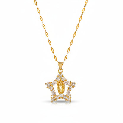 collar para mujer en forma de estrella virgen de Guadalupe