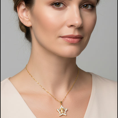 Collar para mujer virgen de Guadalupe estrella con circones