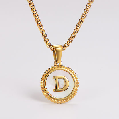 Collar con Letra Inicial D en Acero Inoxidable 304 Baño Oro 18K