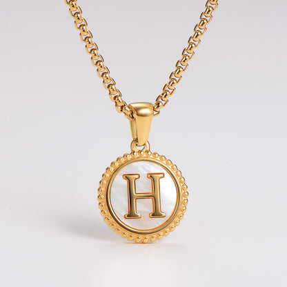 Collar con Letra Inicial H en Acero Inoxidable 304 Baño Oro 18K