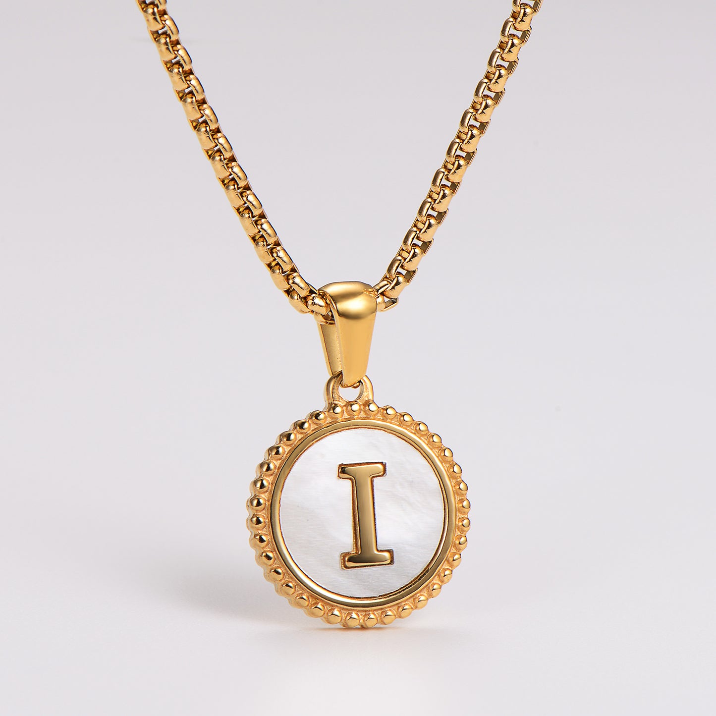 Collar con Letra Inicial I en Acero Inoxidable 304 Baño Oro 18K