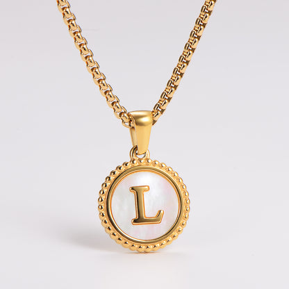 Collar con Letra Inicial L en Acero Inoxidable 304 Baño Oro 18K