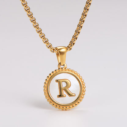 Collar con Letra Inicial R en Acero Inoxidable 304 Baño Oro 18K