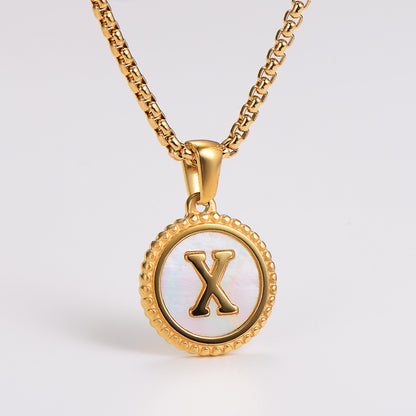Collar con Letra Inicial X en Acero Inoxidable 304 Baño Oro 18K