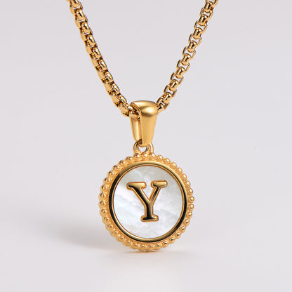 Collar con Letra Inicial Y en Acero Inoxidable 304 Baño Oro 18K