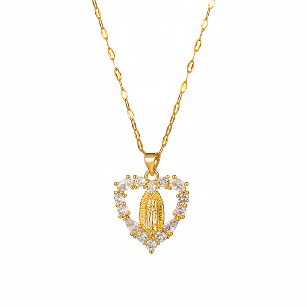 collar para mujer virgen guadalupe con circones