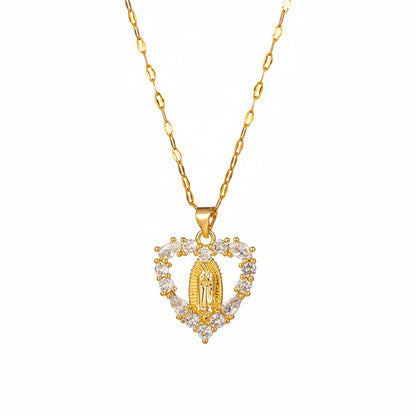 collar para mujer virgen guadalupe con circones