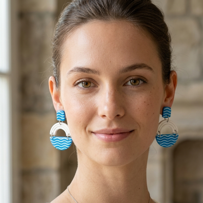 Aretes Artesanales Olas en Arcilla Polimérica | Diseño Exclusivo BWK