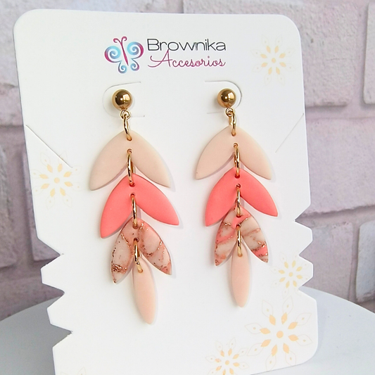 Aretes Artesanales Cascada Tipo Hojas – Arcilla Polimérica 