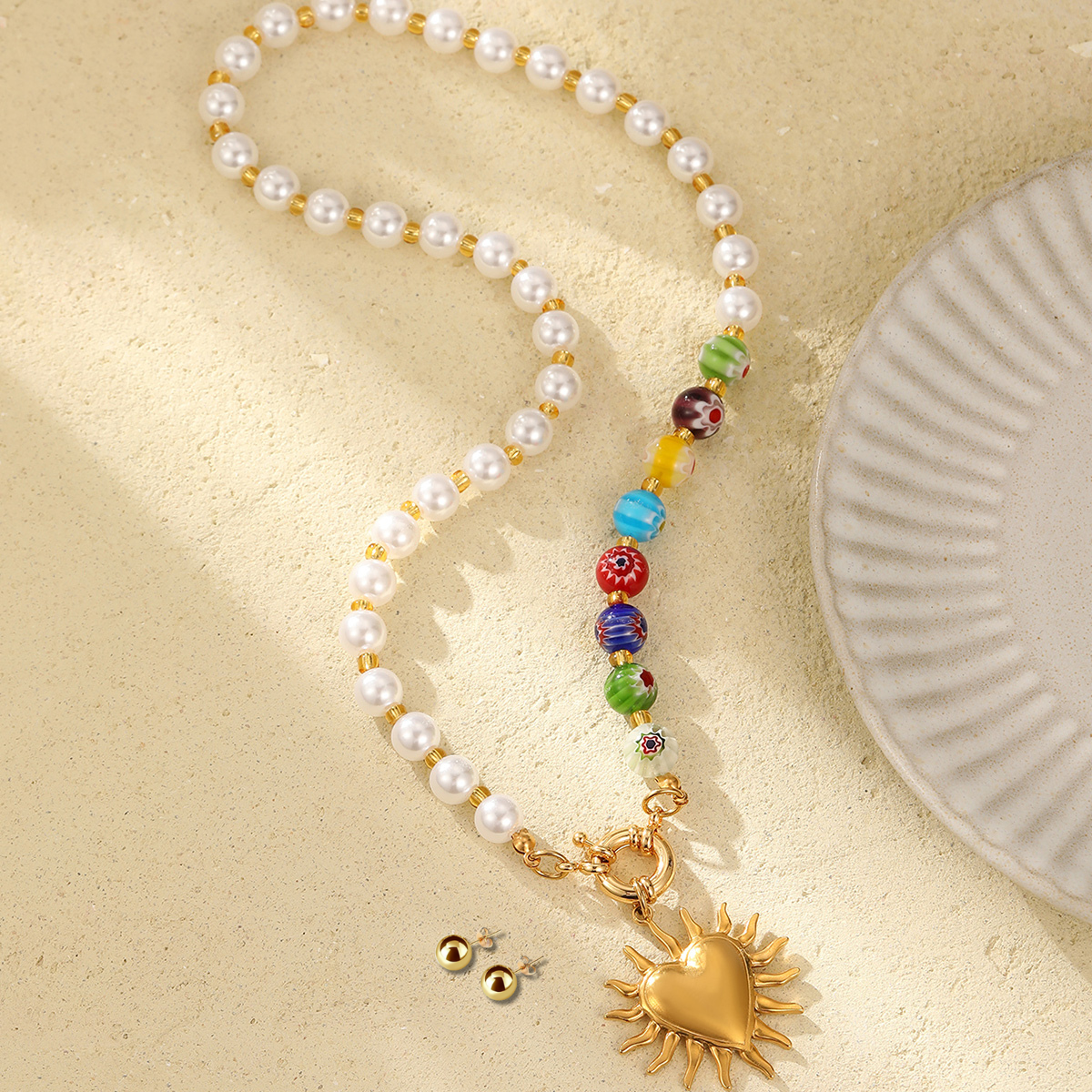 Collar corazón perlas para Mujer