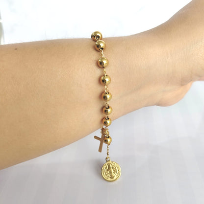 Pulsera Medalla San Benito Dijes Cruz Medalla