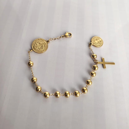Pulsera Medalla San Benito Dijes Cruz Medalla