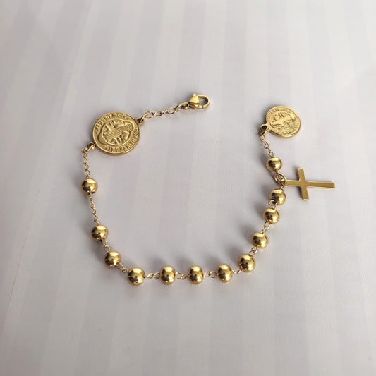 Pulsera Medalla San Benito Dijes Cruz Medalla