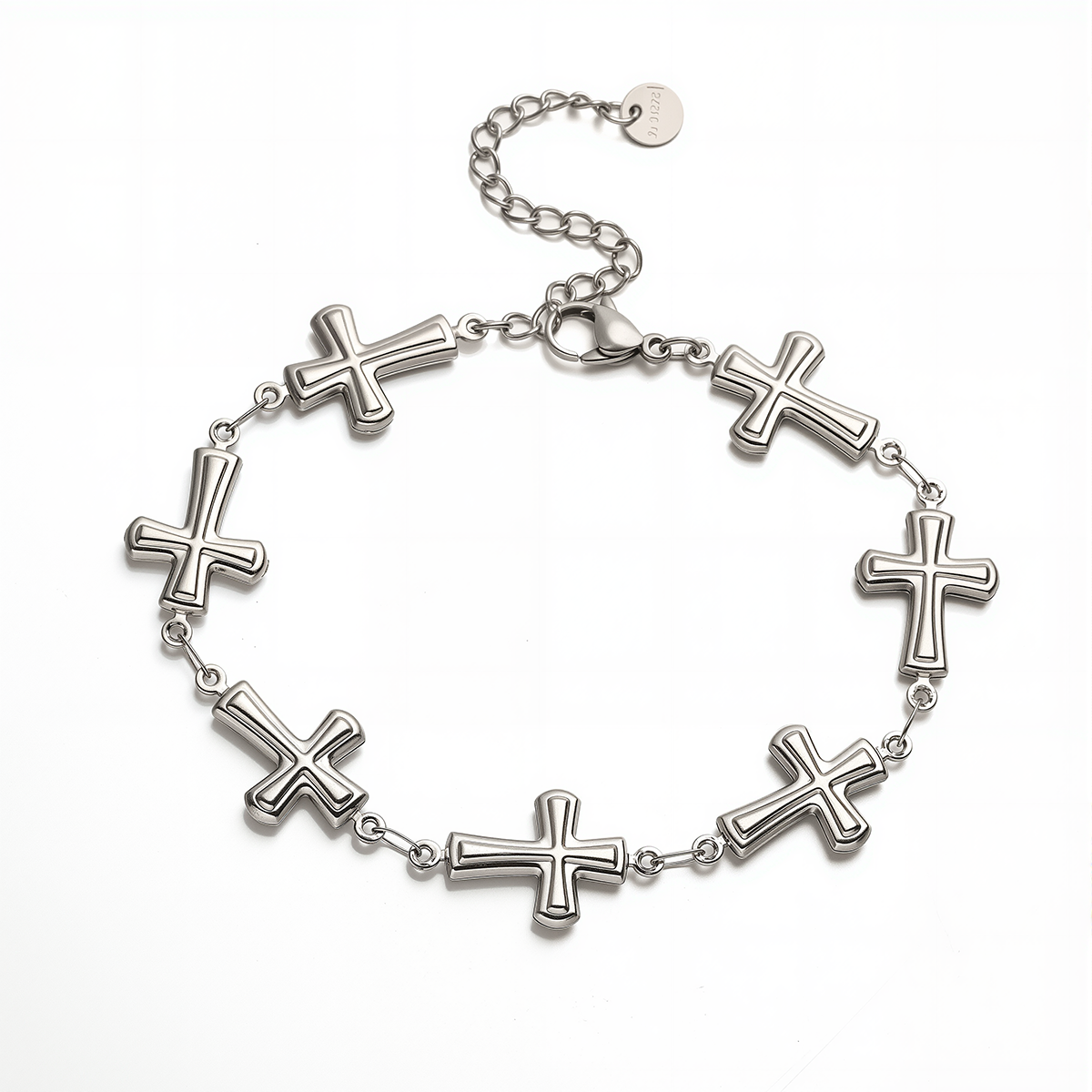 Pulsera plateada cruces