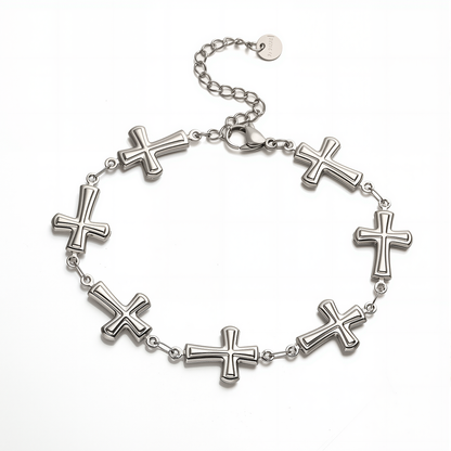 Pulsera plateada cruces