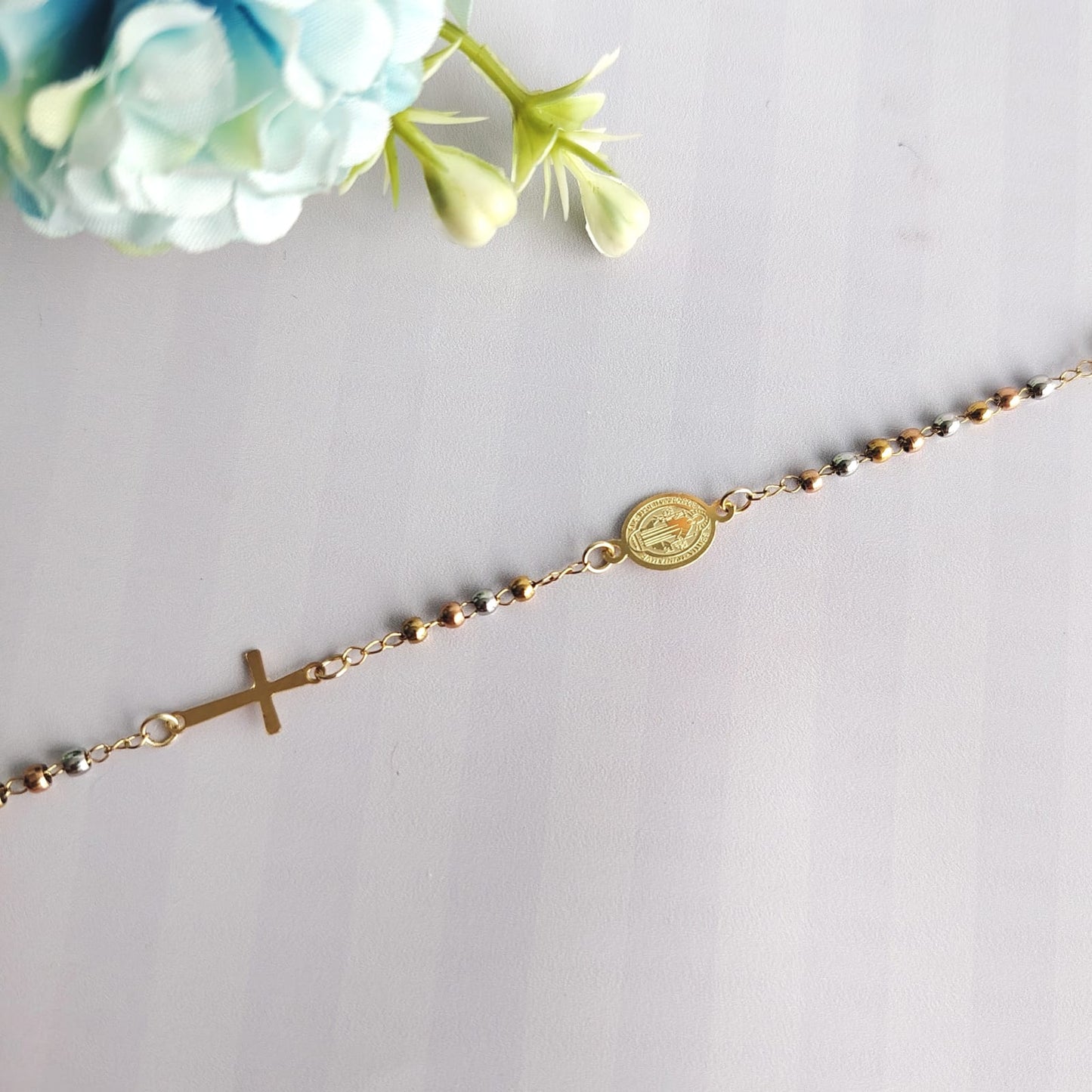 Pulsera San Benito y Cruz Mini balines