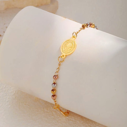 Pulsera San Benito y Cruz mini balines