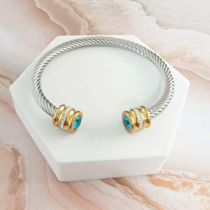 Brazalete Acero Inoxidable con incrustación de circón azul