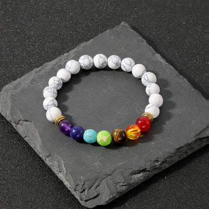 Pulsera de Yoga howlita blanca con Piedras Naturales 7 Chakras.