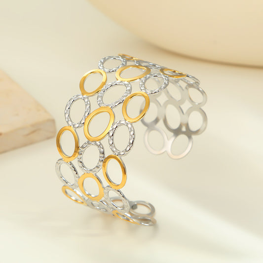 Brazalete Bicolor ajustable Dorado y Plateado estilo vintage