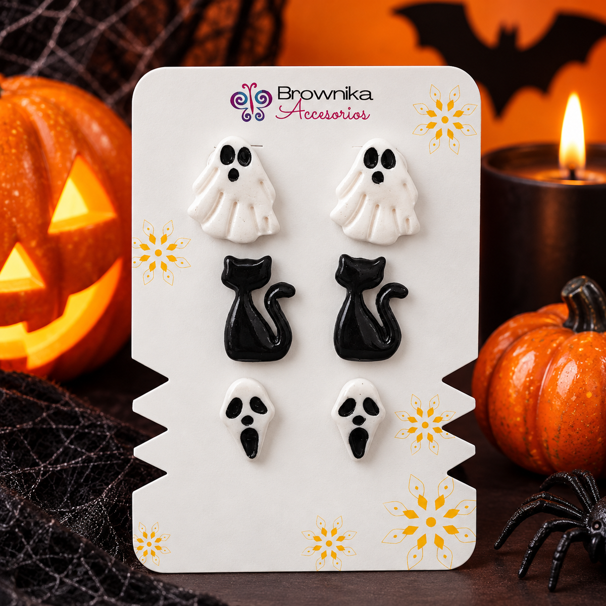 Set x 3 Pares de Topos de Halloween en Arcilla Polimérica