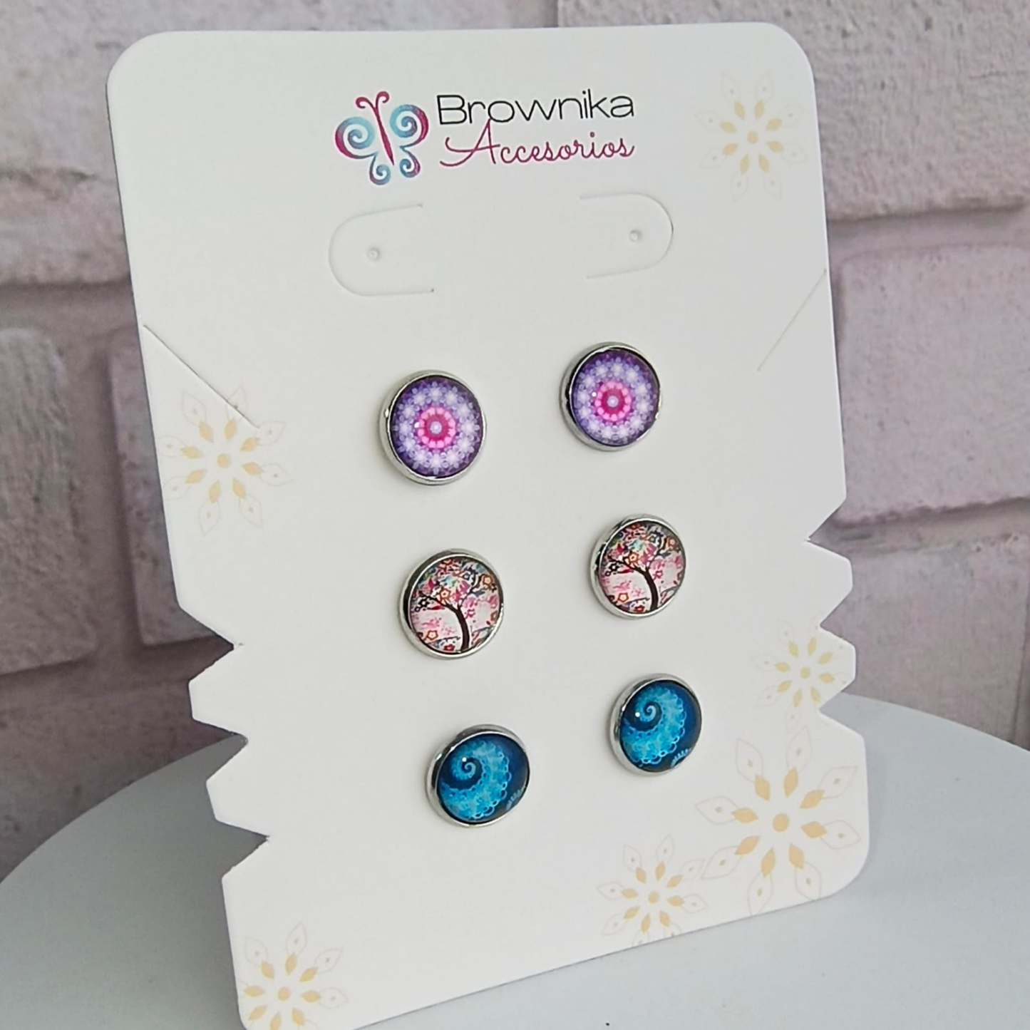 Set de Topos x3 Mandala, Estelar & Árbol de la Vida – Acero Hipoalergénico