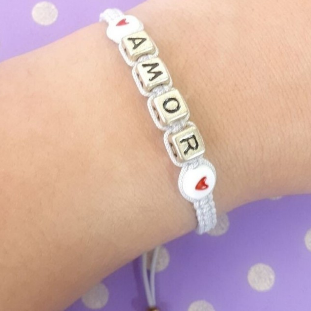 Pulsera Tejida Gris Amor