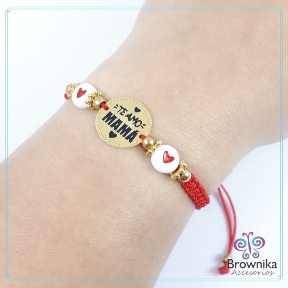 Pulsera Te Amo Mamá Hilo Rojo