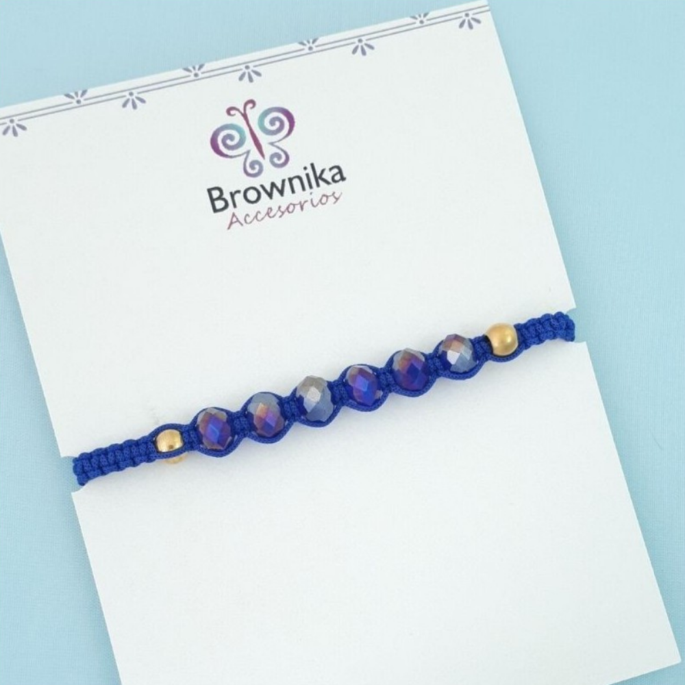 Pulsera Tejida Muranos Azules