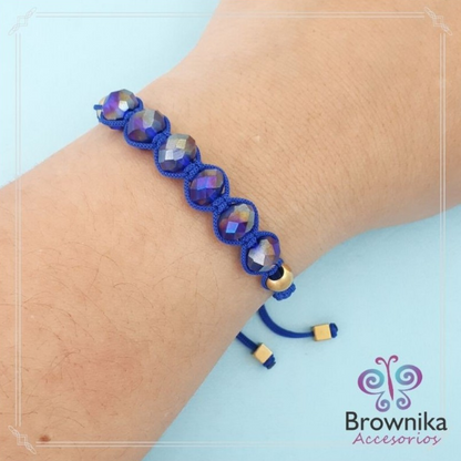 Pulsera Tejida Muranos Azules