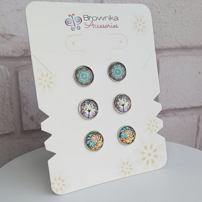 Set de Topos x3 Mandala, Estelar & Árbol de la Vida – Acero Hipoalergénico