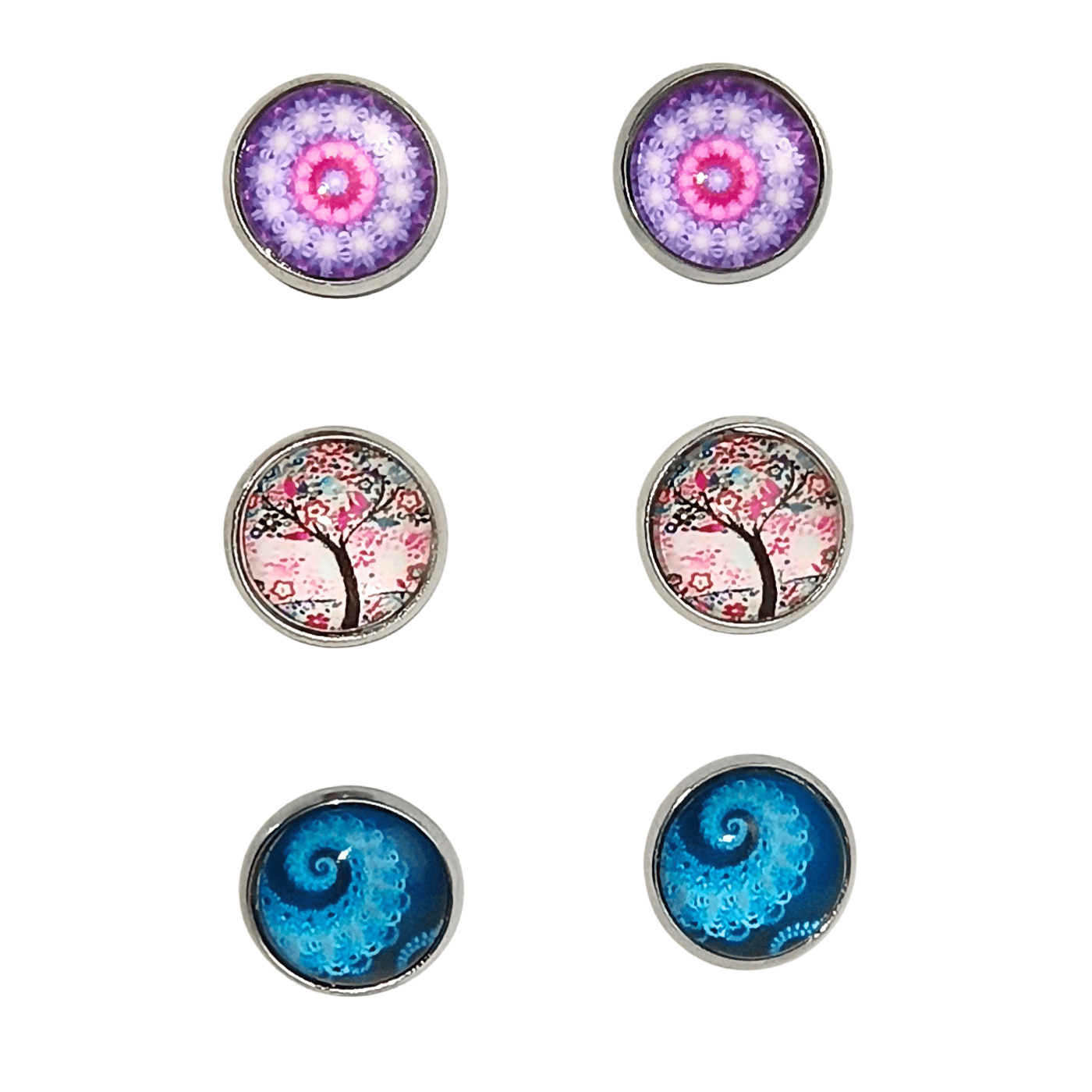 Topos en acero quirúrgicos minimalistas mandalas, árbol de la vida y estelares.