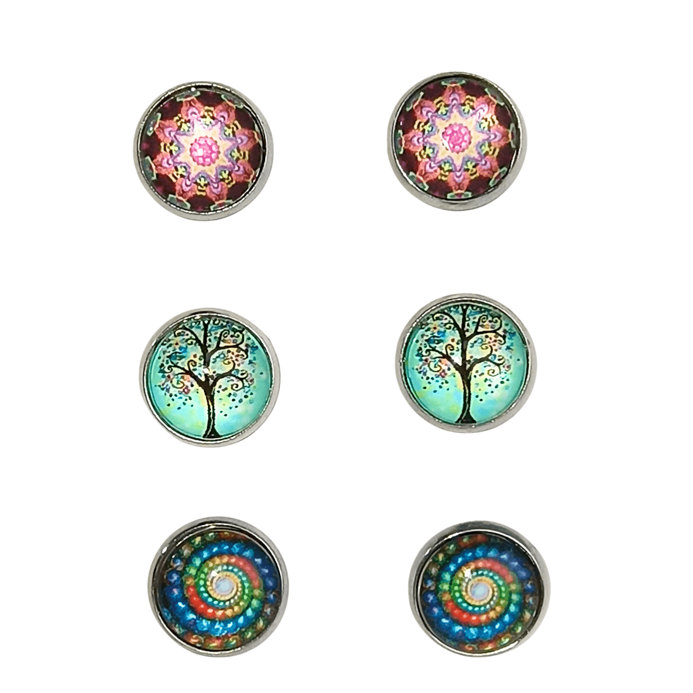 Topos en acero quirúrgicos minimalistas mandalas, árbol de la vida y estelares.