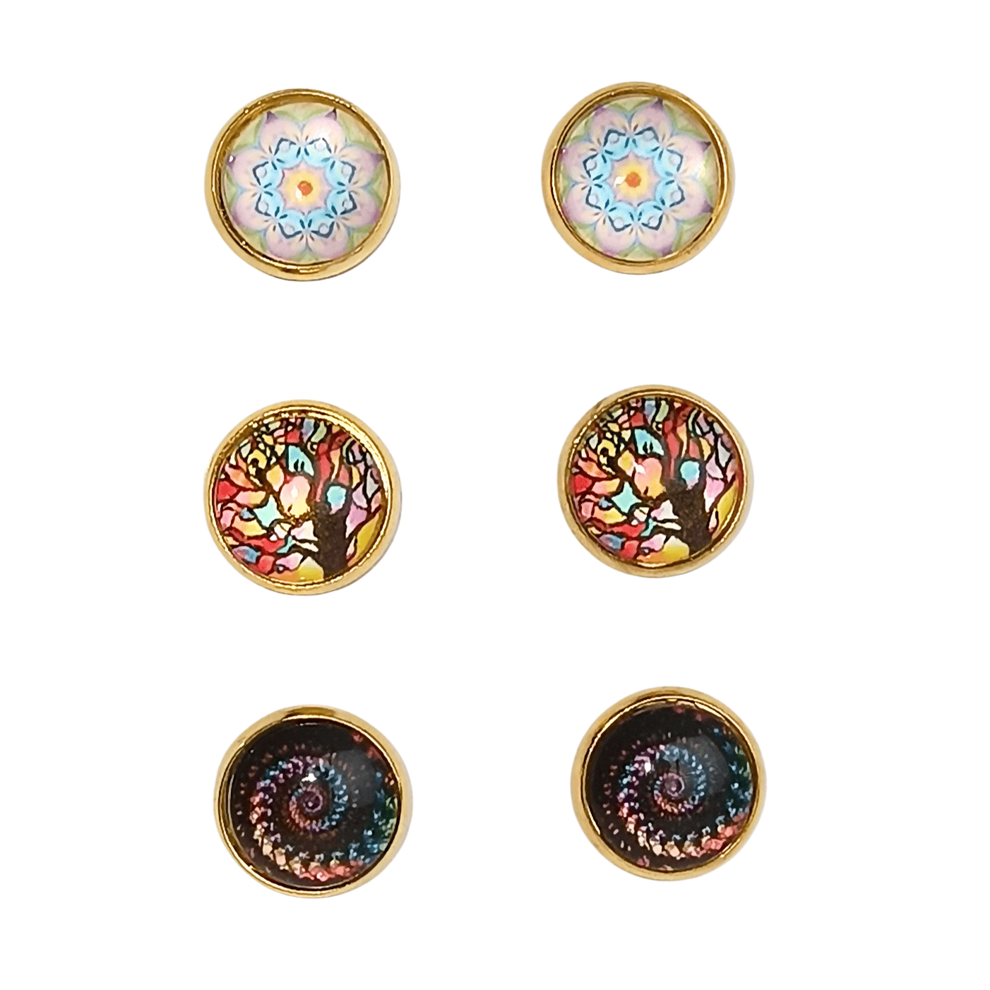 Topos en acero quirúrgicos minimalistas mandalas, árbol de la vida y estelares.