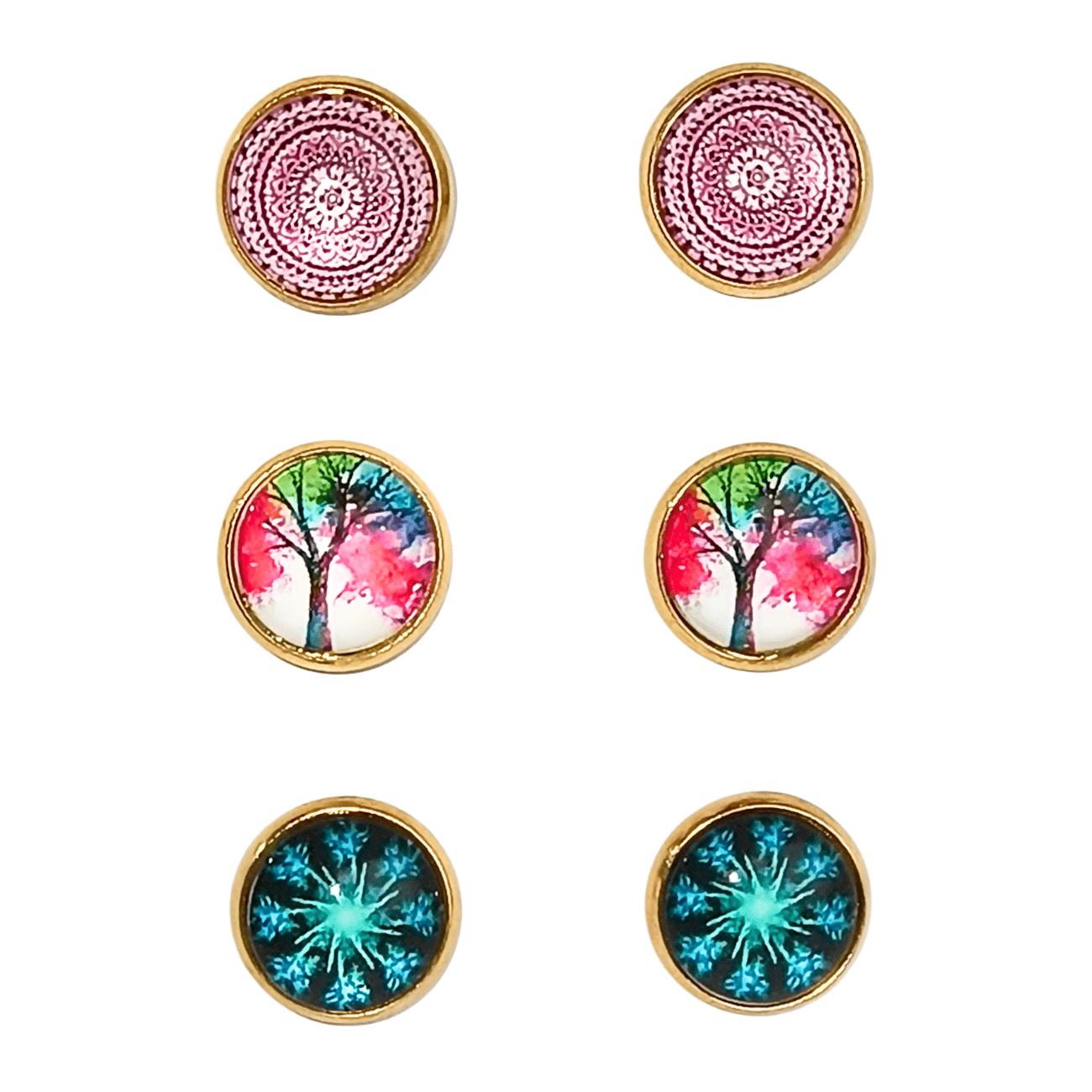 Topos en acero quirúrgicos minimalistas mandalas, árbol de la vida y estelares.