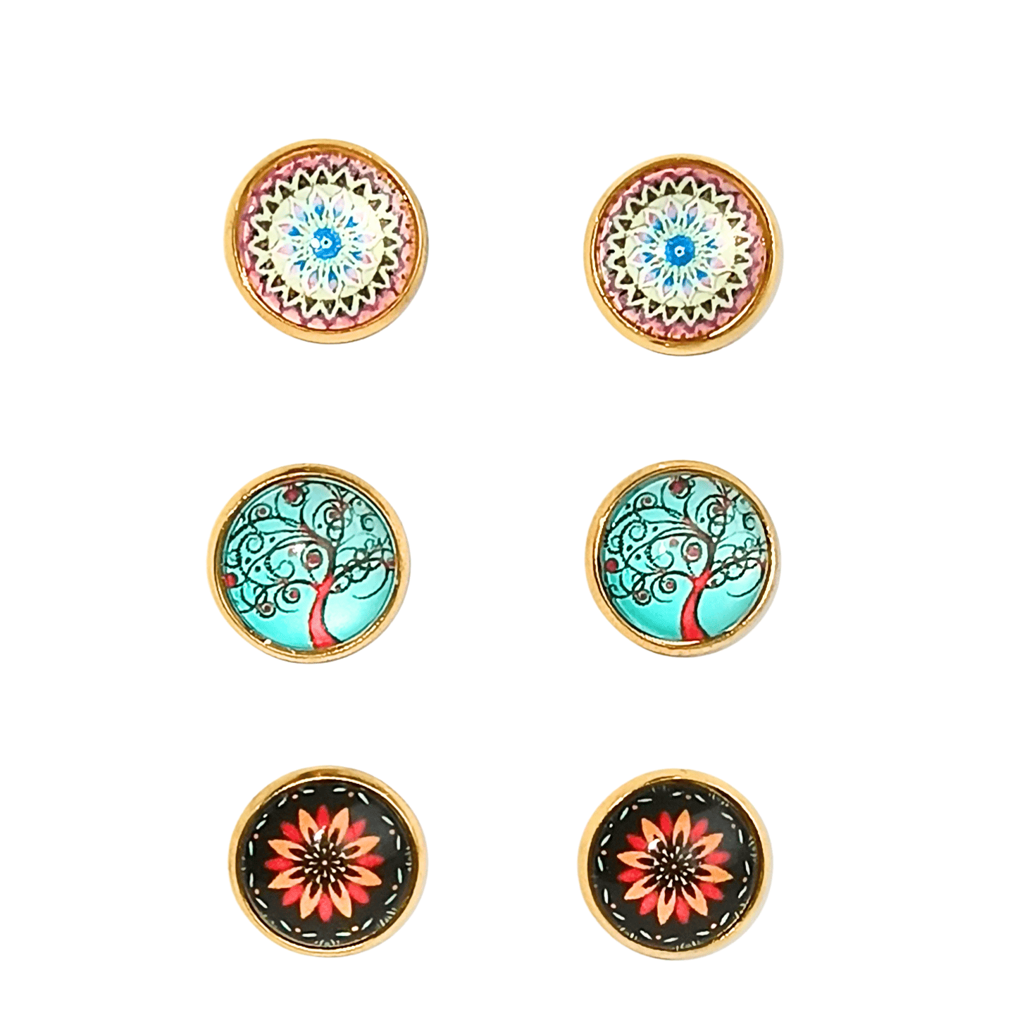 Topos en acero quirúrgicos minimalistas mandalas, árbol de la vida y estelares.