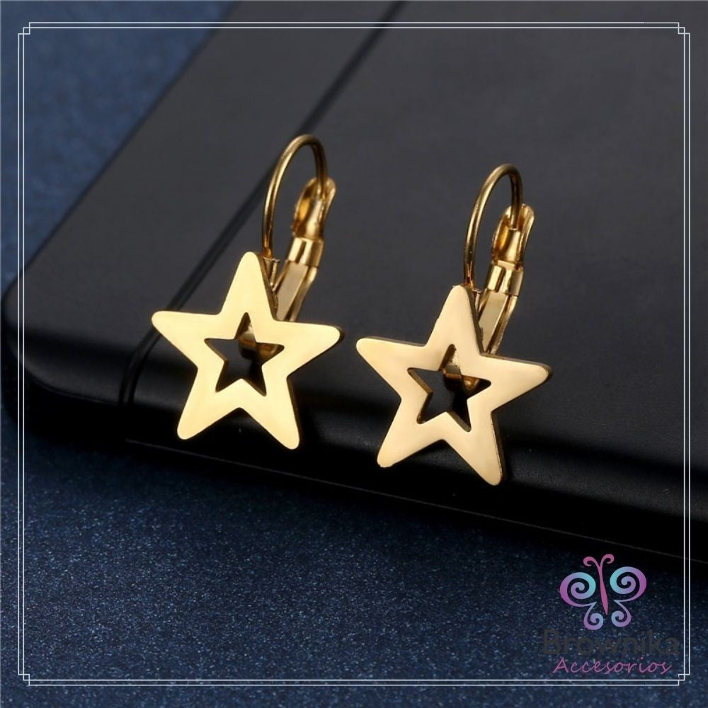 Aretes Estrellas Gancho Español