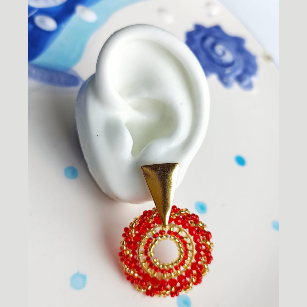 Aretes Mandalas Rojos Medianos