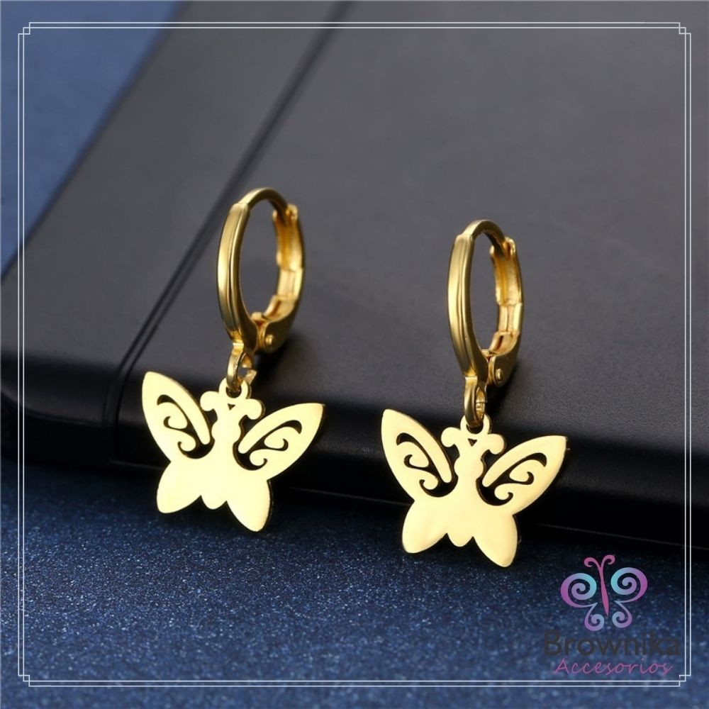 Aretes Mariposas Gancho Español