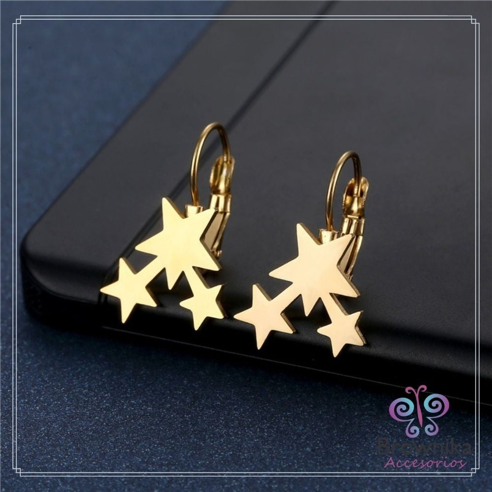 Aretes Tres Estrellas Gancho Español