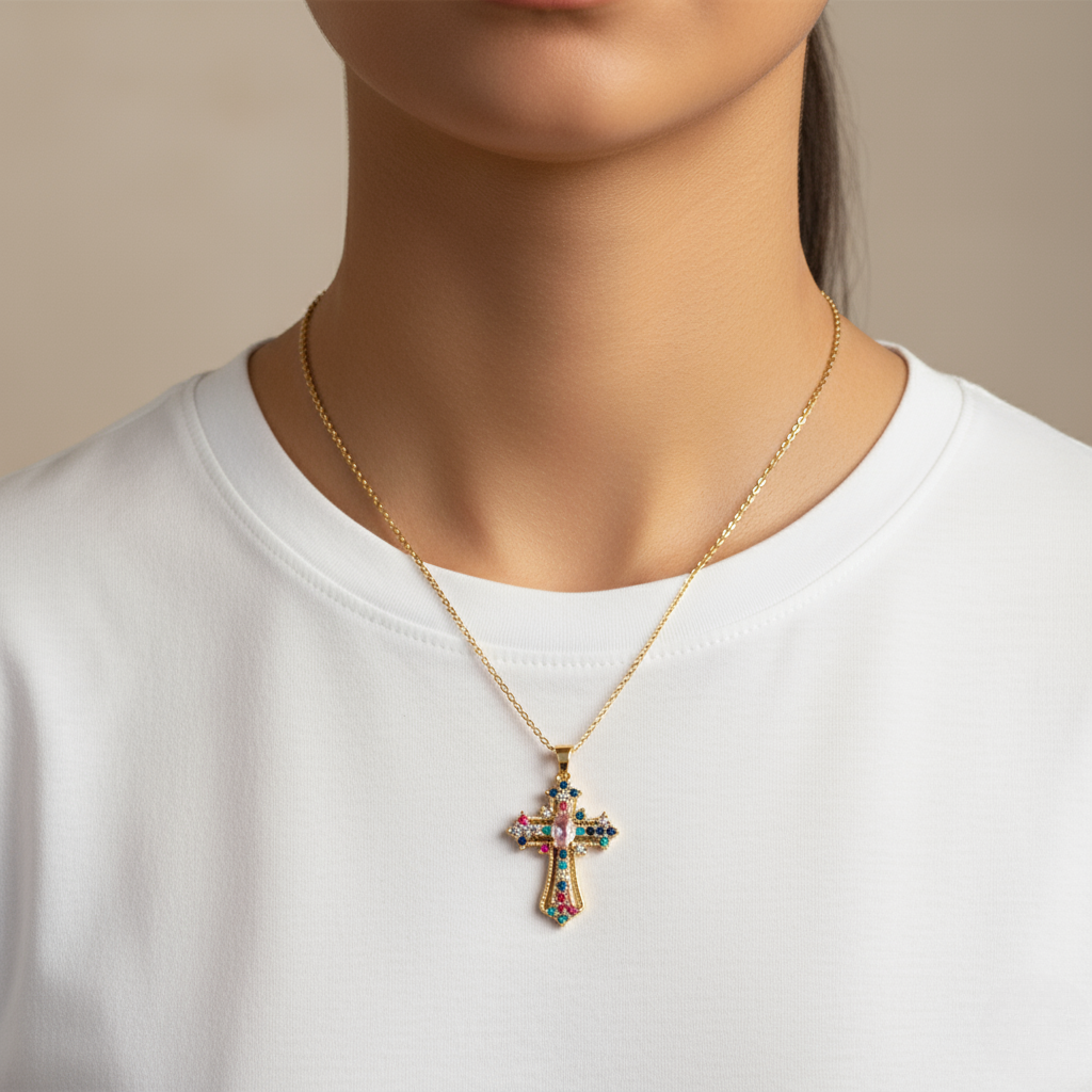 Cadena para mujer de cruz 