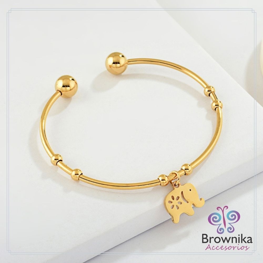 Pulsera Brazalete Elefante Dorado