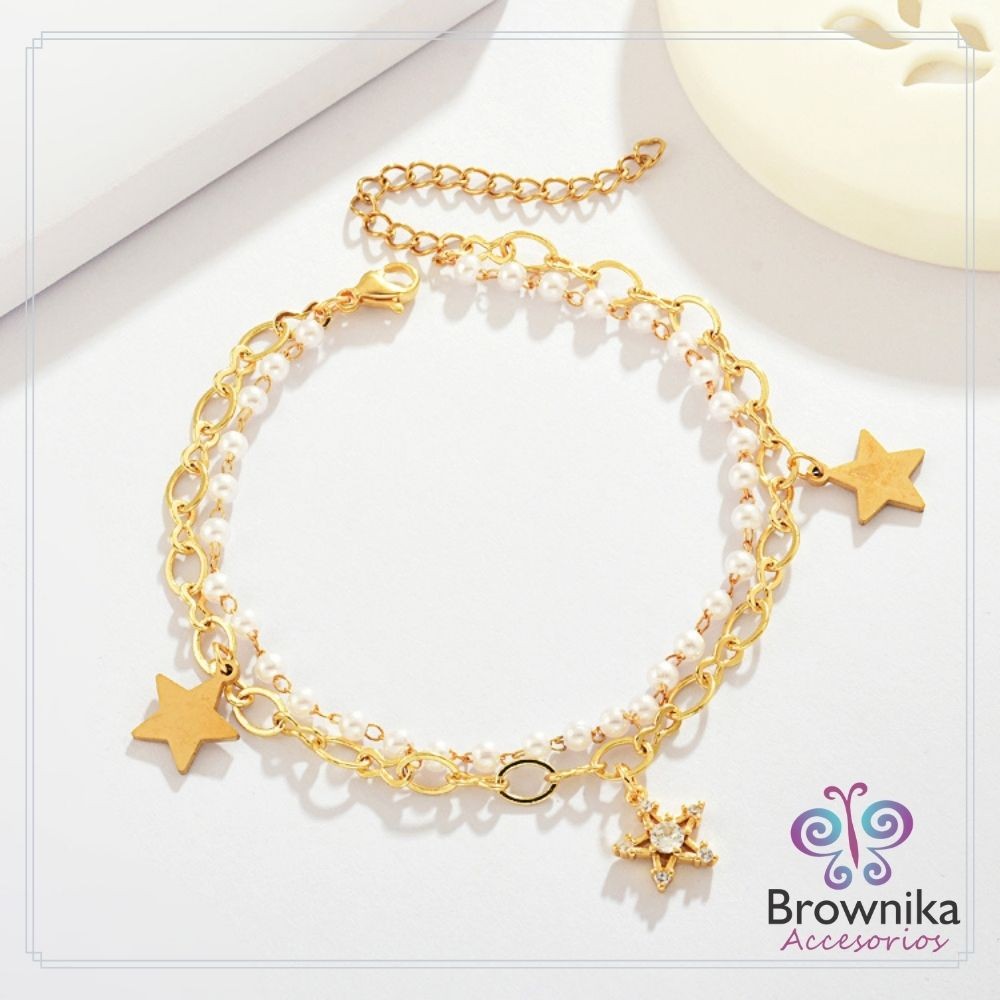 Pulsera Perlitas y Estrellas