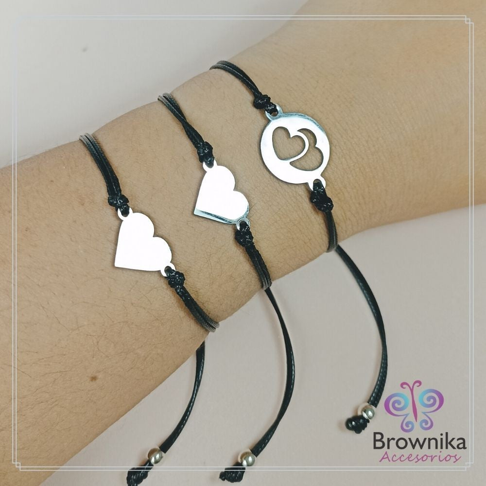 Set 3 Pulseras Corazón para compartir